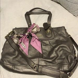 Pewter Leather Coach Purse